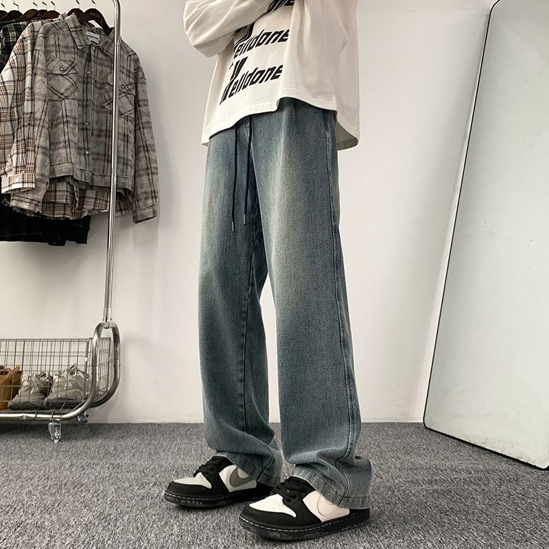 Vintage Starry Sky Pattern Jeans For Men, Spring And Autumn Style, Straight Loose Fit, Trendy American High Street_mkmklike.com