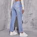 Women's Clothing Ripped Jeans Trendy Washed Ripped High Waist Straight Trousers_mkmklike.com