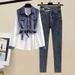 Women's Clothing Fashion All Match Temperament Foreign Style Tops Slim Casual Jeans_mkmklike.com