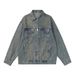 Loom Spring New European And American Hip-Hop Vintage Ink-Splattered Full Rhinestone Denim Trendy Loose Couple Casual Jacket_mkmklike.com