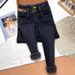 Women's High-Waisted Skinny Jeans – Stretch Fleece-Lined Winter Pants, Slim Fit & Ankle-Length, Deep Gray Blue For Everyday Comfort_mkmklike.com
