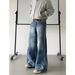 Nordmann American Style Vibe Lightning Pattern Design Niche Jeans For Men Loose Wide Leg High Street Cleanfit Scimitar Pants_mkmklike.com