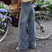 Women's Front Rhinestone Loose Wide Leg Pants Mid Waist Jeans Trousers Street Style Clothing_mkmklike.com