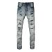American Jeans Trendy Brand Multi-hole Patch Beggar Pants Pleated And Versatile Slim Fit Small Foot Jeans Men #677_mkmklike.com