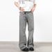 Men's Retro Washed Gray Flared Straight Jeans | Cleanfit Casual Pants | Distressed Detail | S-3XL_mkmklike.com