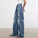 Women's Clothing Minimalist, Cool And Fashionable Style, Turkish Imported Ripped Irregular Folded Placket, Lazy Jeans For Women_mkmklike.com