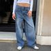 Women's High Waist Straight Leg Jeans - Vintage Washed Blue Denim Pants For Street Style Fashion Trends_mkmklike.com