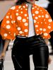 Women's Clothing Fashion Temperament Polka Dot Printed Short Top Jacket_mkmklike.com