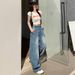 Wholesale American Retro High-waisted Straight Wide-leg Curved Jeans For Women, Spring Collection, Loose-fitting,_mkmklike.com