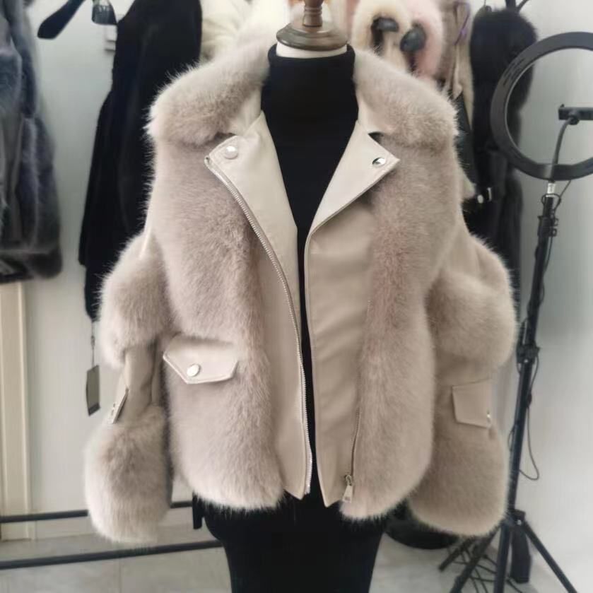 Women's Clothing Haining fur coat for women fine fox fur fur one-piece young lady style fur coat_mkmklike.com
