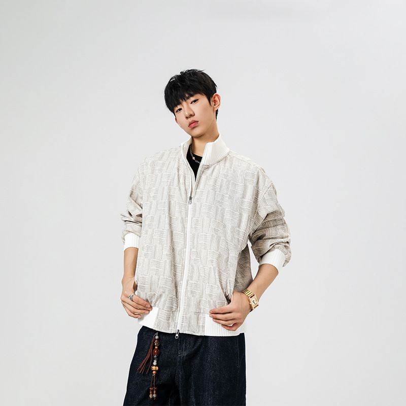 American-style Trendy Cardigan, Knitted Cable-knit Sweater, Zip-up Winter Coat, Versatile Fashionable Top_mkmklike.com