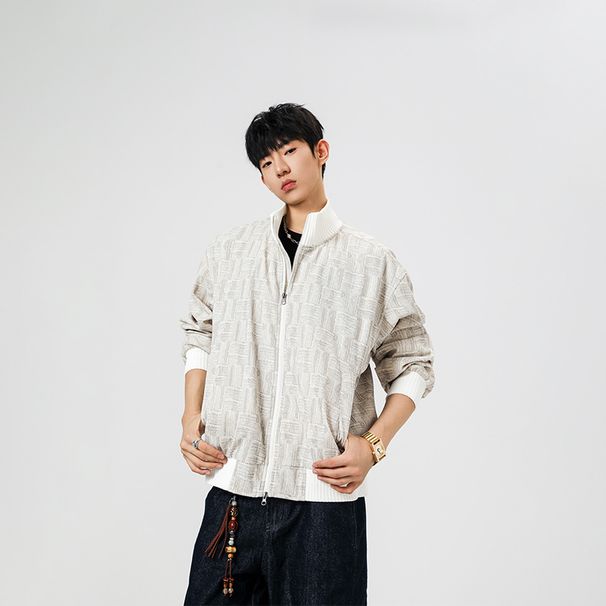 American-style Trendy Cardigan, Knitted Cable-knit Sweater, Zip-up Winter Coat, Versatile Fashionable Top_mkmklike.com