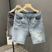 Ripped Denim Shorts For Men In Summer, Thin Loose Casual Mid Length Pants, 2024 New Trendy Brand, Cool And Stylish Five_mkmklike.com