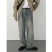 Men’s Distressed Vintage Washed Jeans – Oversized Wide-Leg Denim Pants With Retro Fading, Streetwear & Casual Comfort_mkmklike.com