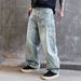 Handcrafted Beaded Denim Jeans – Vintage Washed Wide-Leg Streetwear Pants For Men (S-3XL)_mkmklike.com