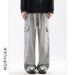 Men's American Vintage Washed Cargo Jeans, Multi-Pocket Utility Loose Wide Leg Denim Pants_mkmklike.com