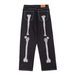Men's Dark Skeleton Print Jeans – Trendy Loose Fit Wide Leg Straight Denim Pants With Edgy Streetwear Design_mkmklike.com