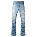 Men's Clothing Vintage Washed Denim Pants With Retro Bell Bottoms, Stretch Comfort & Streetwear Style For Tall Guys (Black/Indigo/Light Blue, XS-4XL)_mkmklike.com