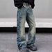 Men's Retro Tie Dye Jeans Loose Flared Mid-Waist Vibe Trendy Pants American High Street Style Handsome Casual Polyester_mkmklike.com