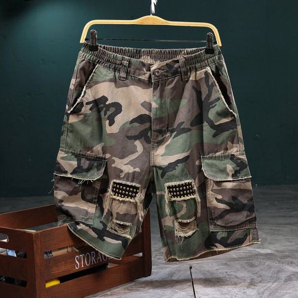 Men's Camouflage Cargo Shorts - Tactical Outdoor Casual Denim Shorts For Summer, Military Style Work Shorts With Multiple Pockets_mkmklike.com