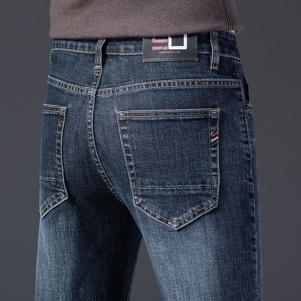 Spring High-end Jeans Men's New Elastic Slim-fit Straight Men's Pants Spring And Autumn Middle-aged Casual Trousers Men_mkmklike.com