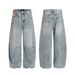 Men's Clothing Streetwear Destroyed Jeans For Men & Women – Vintage Washed Ripped Straight Leg Baggy Denim Pants_mkmklike.com
