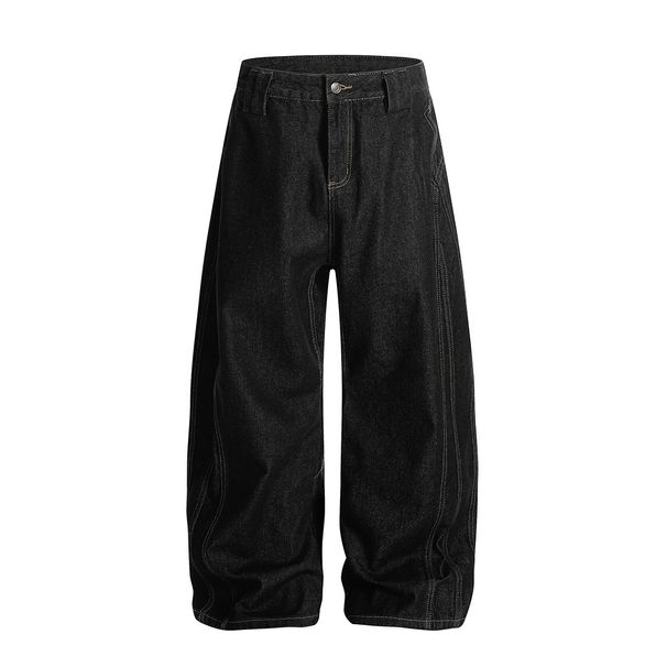 Loose Wide-Leg Original Color Jeans For Men High Street Trendy Brand Versatile Dad With Pocket Design Oversized Cargo_mkmklike.com