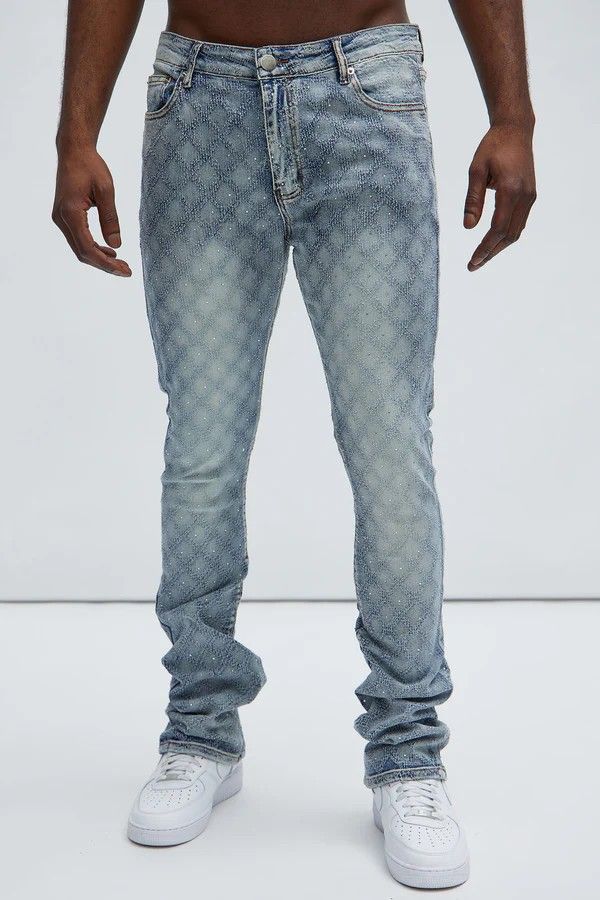 Men's Slim Fit Patchwork Jeans – Distressed Denim With Embroidery & Raw Hem (28-42, Stretch Cotton, Vintage Wash, Skinny Leg, Streetwear Essential)_mkmklike.com