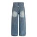 Graffiti Cartoon Print Wide-Leg Jeans For Men, Niche Loose Vintage Washed Street Style Punk Straight-Leg Pants Trend_mkmklike.com