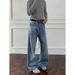 American-style Cleanfit Flared Jeans For Men, Spring Autumn, Washed And Distressed, Trendy, Plus-size, Loose_mkmklike.com