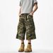 Camouflage Ripped Cargo Shorts Loose Fit Summer Retro Wide Leg Cropped Pants For Men And Women Trendy Style_mkmklike.com