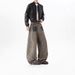 Retro Washed Old Scimitar Jeans Men's Deconstruction Splicing Loose Wide-leg Pleated High Street Trendy Overalls_mkmklike.com