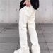 Men's Clothing Unisex Boyfriend Style White Denim Jeans Rivet Design Versatile Straight Leg Trendy Floor Length Pants American High Street Niche_mkmklike.com