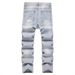 Men's Clothing Simple Loose Straight Jeans Wide Leg Ripped Handsome Denim Straight Pants_mkmklike.com