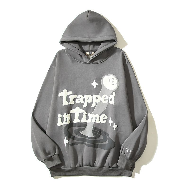 Women's Clothing high street hip hop Travis retro distressed trapped in time foam printed hoodie sweatshirt_mkmklike.com
