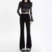 2025 Spring/Summer High-Waisted Micro-Flare Jeans For Women, Slim-Fit, Petite-Friendly, Stretchy, Straight-Leg,_mkmklike.com