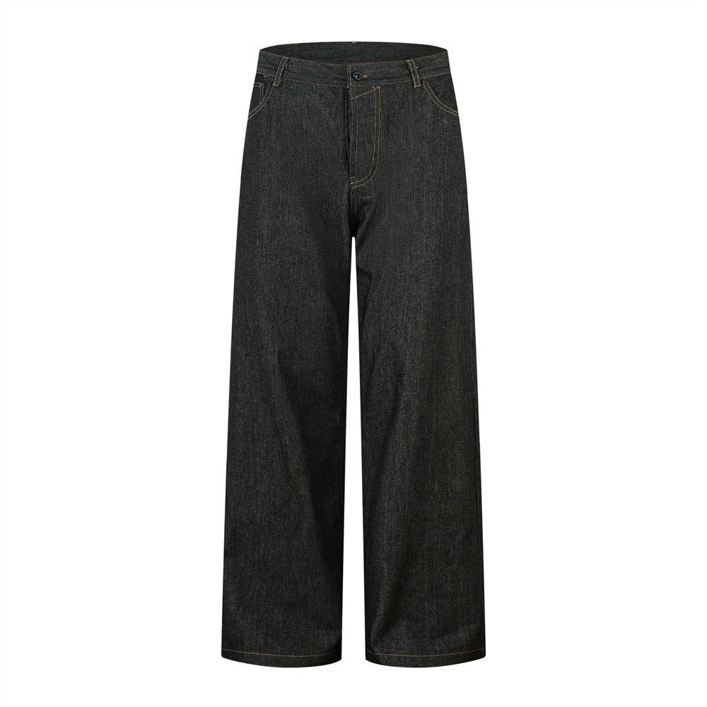 Loose Jeans For Men, American Style, Trendy Brand, Simple And Versatile, Casual Straight-Leg Pants With Button Closure_mkmklike.com