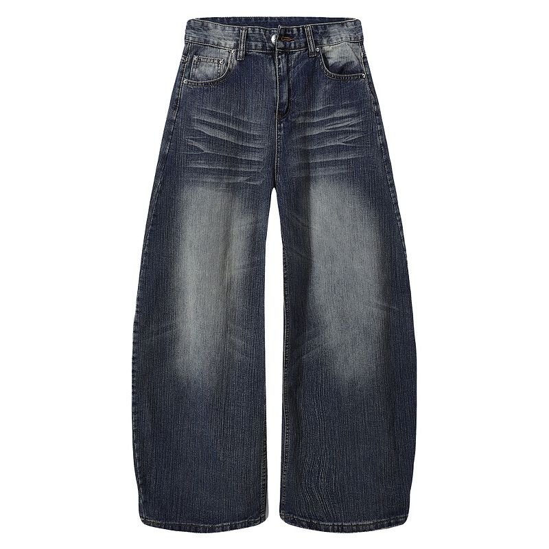 Vintage Washed Denim Jeans For Men & Women – Baggy Straight-Leg Cleanfit Style With Cat Whisker Distressing (S-3XL)_mkmklike.com