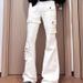 Men's Retro Lace-Up Black Stretch Cargo Jeans - High-Waisted Slim Fit Bootcut Pants For Spring & Summer_mkmklike.com
