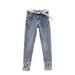 Women's High Waist Slim Fit Rhinestone Jeans Stretch Denim Pencil Pants With Sparkle Details Fashion Trends_mkmklike.com