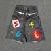 Men's Clothing Y2k High Street Fashion Brand Fashion Hip Hop Collage Double Waist Fake Two Piece Five Point Jeans Mid Length Pants For Men And Women_mkmklike.com