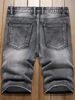 Men's Denim Shorts With Torn Holes, Fashionable And Versatile, Black Mid Length Pants With Multiple Craftsmanship, Worn And Worn Men's Pants_mkmklike.com