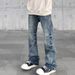 Men's Clothing Men's Vintage Washed Denim Jeans - Clean Fit Straight-Leg Bootcut Pants (Light Blue, S-XXL)_mkmklike.com