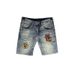 Men's Clothing Men's Distressed Denim Shorts With Embroidery & Splatter Design - Stretchable Casual Streetwear Mid-Length Cargo Shorts (Light Blue)_mkmklike.com