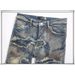 Unisex Y2K Punk Biker Stacked Flared Jeans, Mud-Wash, Layered Frayed Rips & Stripe Lining, Breathable For Summer_mkmklike.com