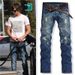 Men's Clothing Worn White Nostalgic Light Blueripped Holes Jeans_mkmklike.com