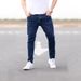 Slim Fit Mid Waist Men's Denim Trousers Fashion Trend Solid Color Stretchy Straight Jeans Machine Washable_mkmklike.com