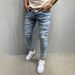 Men's Trendy Ripped Jeans Washed Street Style Cool Trousers European American Foreign Trade Factory Direct Sales Dropshipping_mkmklike.com