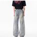 Men's American Style Premium Denim Jeans Spring Trendy Washed Distressed Retro Straight Leg Casual Loose Fit Versatile Long Pants_mkmklike.com