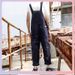 Pure ✅American Retro Casual Overalls For Men Large Pocket Workwear Suspender Pants Unisex Couple Korean Version One-Piece_mkmklike.com